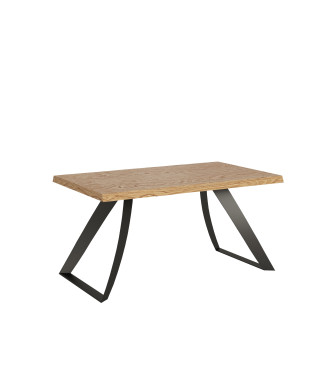 Proxy Table = Tabira Barked Solid Wood - Extendable Table 90x160/210 cm Tabira Barked Oak Anthracite Legs