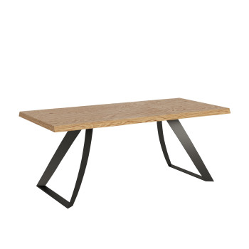 Proxy Table = Tabira Barked Solid Wood - Fixed Table 90x180 cm Tabira Barked Oak with Anthracite Legs