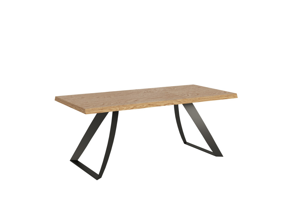 Proxy Table = Tabira Barked Solid Wood - Fixed Table 90x180 cm Tabira Barked Oak with Anthracite Legs