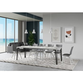 Rio Table - Extendable Table 90x90/246 cm Rio White Ash Anthracite Frame