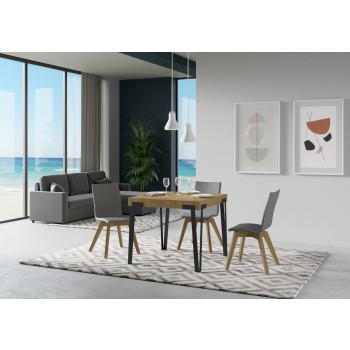 Rio Table - Extendable Table 90x90/246 cm Rio White Ash Anthracite Frame