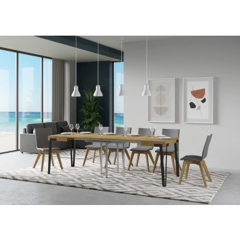 Rio Table - Extendable Table 90x90/246 cm Rio White Ash Anthracite Frame