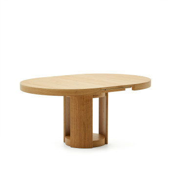 Artis extendable round table in solid wood and oak veneer FSC 100% 120 (170) x 80 cm