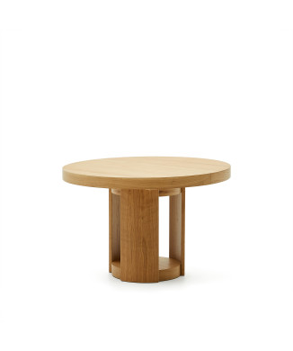 Artis extendable round table in solid wood and oak veneer FSC 100% 120 (170) x 80 cm