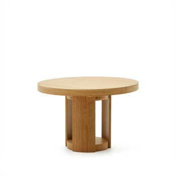 Artis extendable round table in solid wood and oak veneer FSC 100% 120 (170) x 80 cm