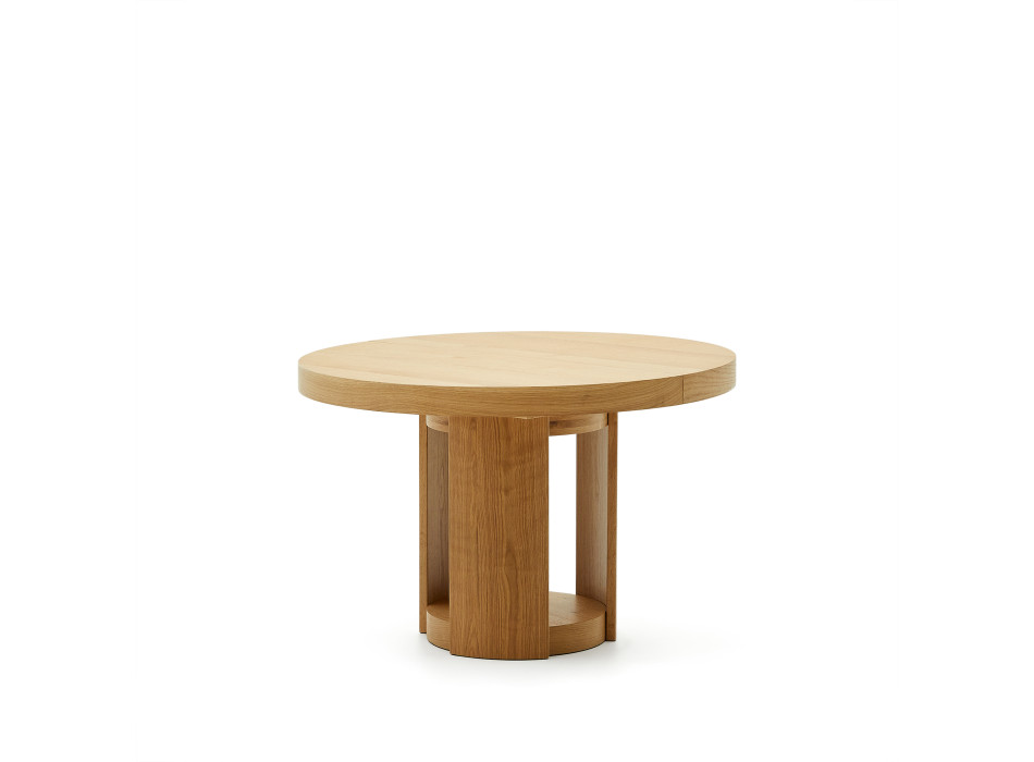 Artis extendable round table in solid wood and oak veneer FSC 100% 120 (170) x 80 cm