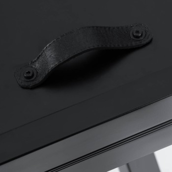 Vashti extendable round table in glass and steel legs, black finish, Ø 120 (160) cm