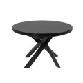 Vashti extendable round table in glass and steel legs, black finish, Ø 120 (160) cm
