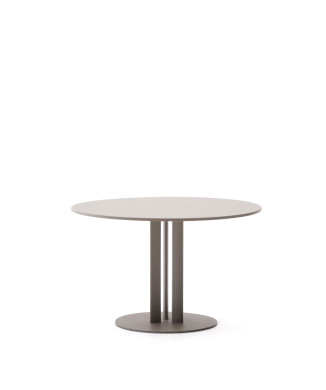 Sedalis round outdoor table in steel with dove-grey aluminium top, Ø 80 cm