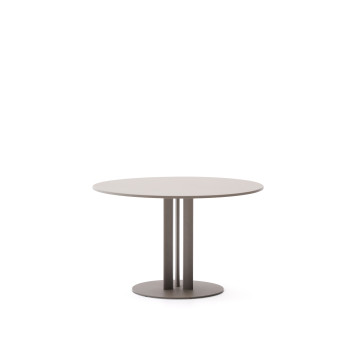 Sedalis round outdoor table in steel with dove-grey aluminium top, Ø 80 cm