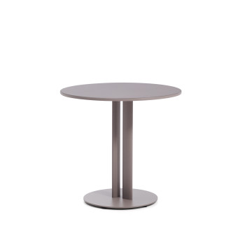 Sedalis round outdoor table in steel with dove-grey aluminium top, Ø 80 cm