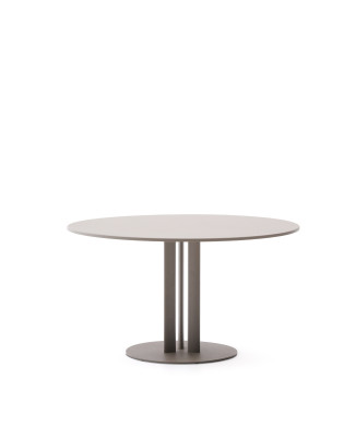 Sedalis round outdoor table in steel with dove-grey aluminium top, Ø120 cm