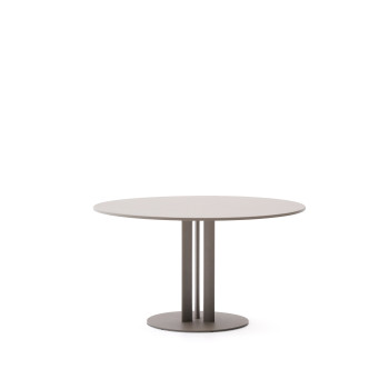 Sedalis round outdoor table in steel with dove-grey aluminium top, Ø120 cm