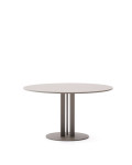 Sedalis round outdoor table in steel with dove-grey aluminium top, Ø120 cm