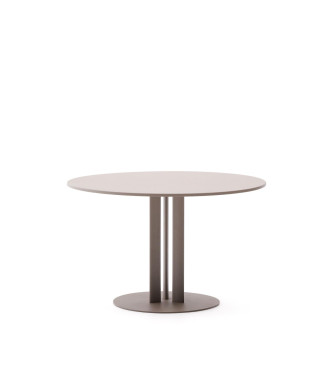 Sedalis round outdoor table in steel with dove-grey aluminium top, Ø120 cm