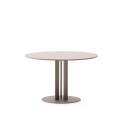 Sedalis round outdoor table in steel with dove-grey aluminium top, Ø120 cm