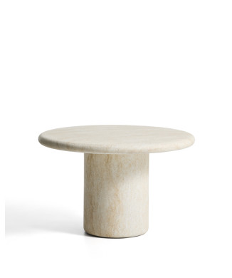 Drasi round concrete table with travertine-effect finish, Ø 122 cm