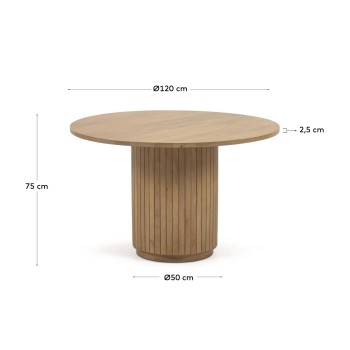 Licia round table in solid mango wood with natural finish Ø 120 cm