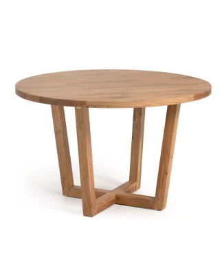 Nahla round table in solid acacia wood with a natural finish, Ø 120 cm.