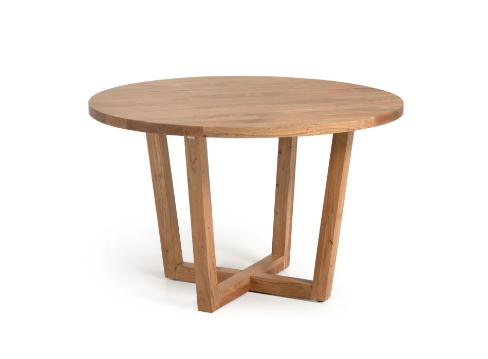 Nahla round table in solid acacia wood with a natural finish, Ø 120 cm.