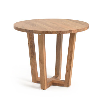 Nahla round table in solid acacia wood with a natural finish, Ø 90 cm.