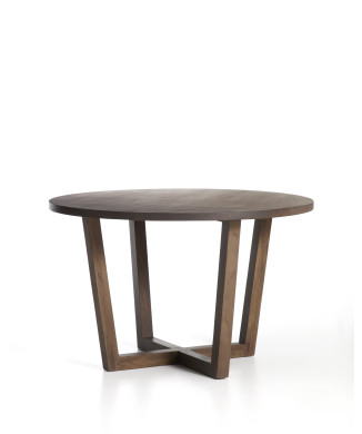 Nahla round table in solid mango wood with walnut finish Ø 120 cm