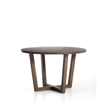 Nahla round table in solid mango wood with walnut finish Ø 120 cm