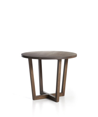 Nahla round table in solid mango wood with walnut finish Ø 90 cm