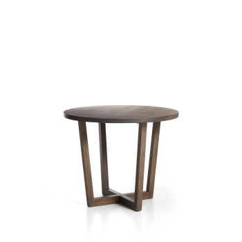 Nahla round table in solid mango wood with walnut finish Ø 90 cm