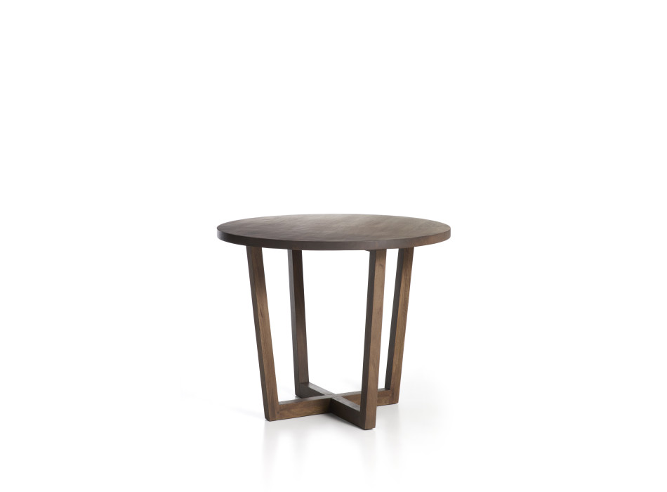 Nahla round table in solid mango wood with walnut finish Ø 90 cm
