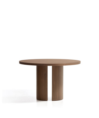 Nealy round table with walnut veneer and dark finish Ø 120 cm