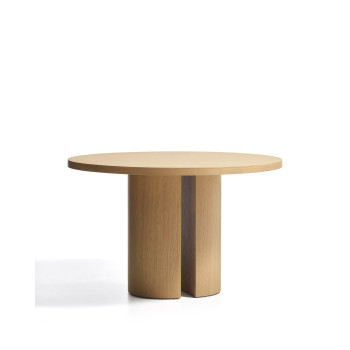 Nealy round table with oak veneer and natural finish Ø 120 cm