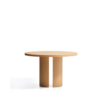 Nealy round table with oak veneer and natural finish Ø 120 cm