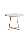 Tella round table in dove-grey galvanized steel and beige tiles, Ø120 cm