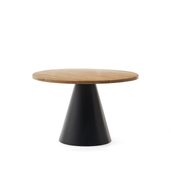 Wilshire round table in solid acacia wood and black steel legs Ø 120 cm