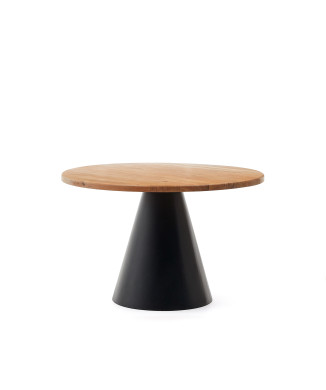 Wilshire round table in solid acacia wood and black steel legs Ø 120 cm