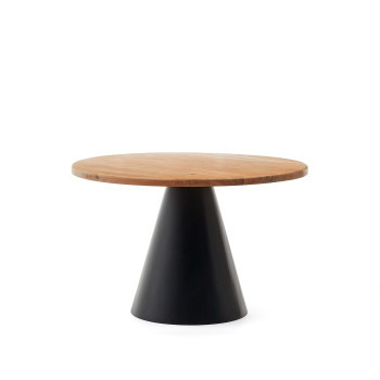 Wilshire round table in solid acacia wood and black steel legs Ø 120 cm