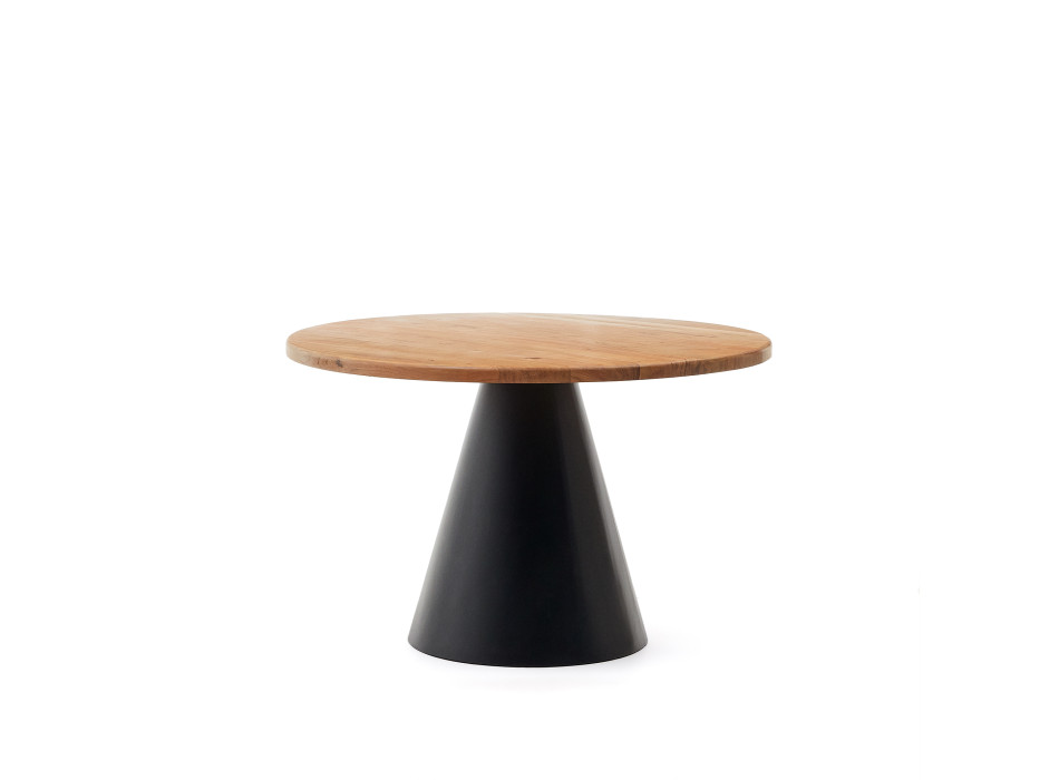 Wilshire round table in solid acacia wood and black steel legs Ø 120 cm