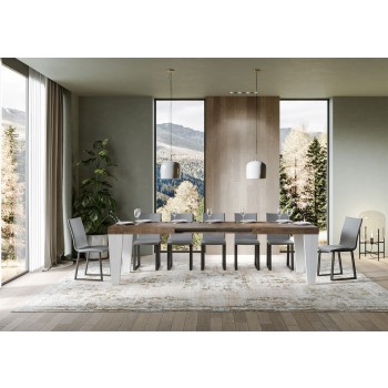 Spimbo Mix Table - Extendable table 90x160/264 cm Spimbo Mix with White Ash top and Walnut legs