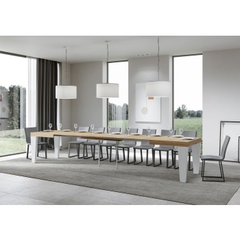 Spimbo Mix Table - Extendable table 90x180/440 cm Spimbo Mix with White Ash top and Walnut legs