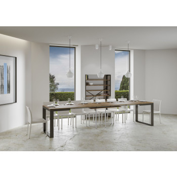 Tecno Evolution Table P.90 - Extendable table 120/380x90 cm Tecno Evolution white ash frame and anthracite legs