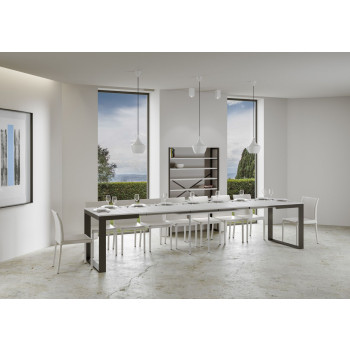 Tecno Evolution Table P.90 - Extendable table 120/380x90 cm Tecno Evolution white ash frame and anthracite legs