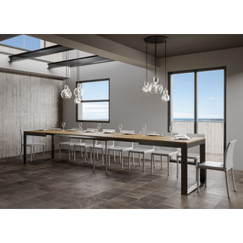 Tecno Evolution Table P.90 - Extendable table 160/420x90 cm Tecno Evolution white ash frame and anthracite legs