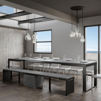 Tecno Evolution Table P.90 - Extendable table 180/440x90 cm Tecno Evolution white ash frame and anthracite legs