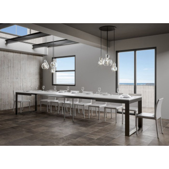 Tecno Evolution Table P.90 - Extendable table 180/440x90 cm Tecno Evolution white ash frame and anthracite legs