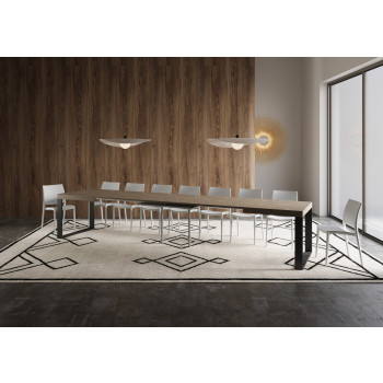 Tecno Table P.90 - Extendable table 160/420x90 cm Tecno white ash with anthracite legs