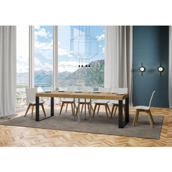 Tecno Premium Table P.90 - Extendable table 90/246x90 cm Tecno Premium white ash with anthracite legs