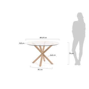 Full Argo round table in glass and steel legs