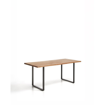 Uxue table in solid acacia wood and black steel legs 160 x 90 cm