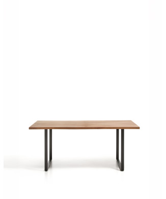 Uxue table in solid acacia wood and black steel legs 160 x 90 cm